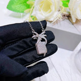 Women's Bowknot Pendant Necklace with Zircon Inlay