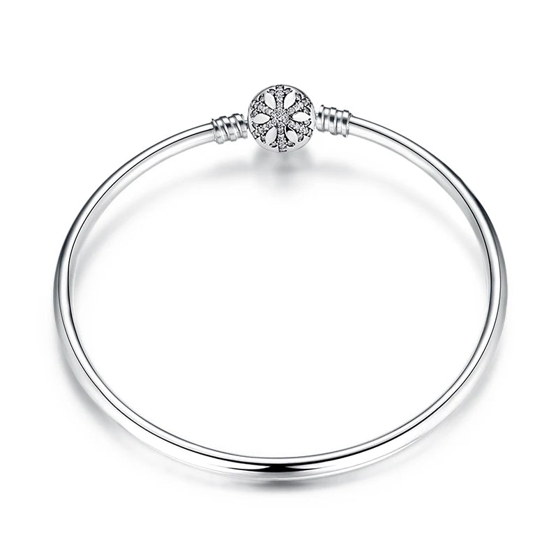 925 Silver Snowflake Zircon Chain Bracelet Bangle for Women