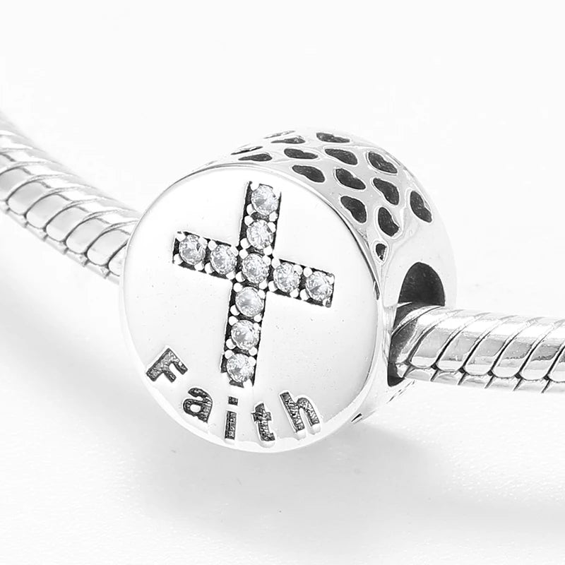925 Silver Beads Seven Virtues Bible Charm Fits European Bracelets