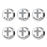 925 Silver Beads Seven Virtues Bible Charm Fits European Bracelets