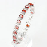 Red Garnet Sterling Silver 925 Bead Bracelet Bangle For Women