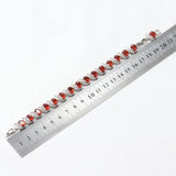 Red Garnet Sterling Silver 925 Bead Bracelet Bangle For Women