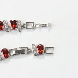 Red Garnet Sterling Silver 925 Bead Bracelet Bangle For Women