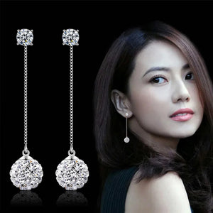 Shambhala Crystal Silver Drop Earrings Women Gift