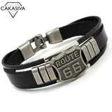 Highway 66 Leather Bracelet Men's Vintage Punk Tide