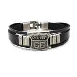 Highway 66 Leather Bracelet Men's Vintage Punk Tide