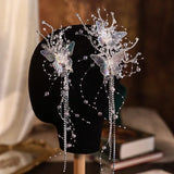 Vintage Butterfly Flower Hairpins Long Tassel Wedding Headwear