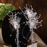 Vintage Butterfly Flower Hairpins Long Tassel Wedding Headwear