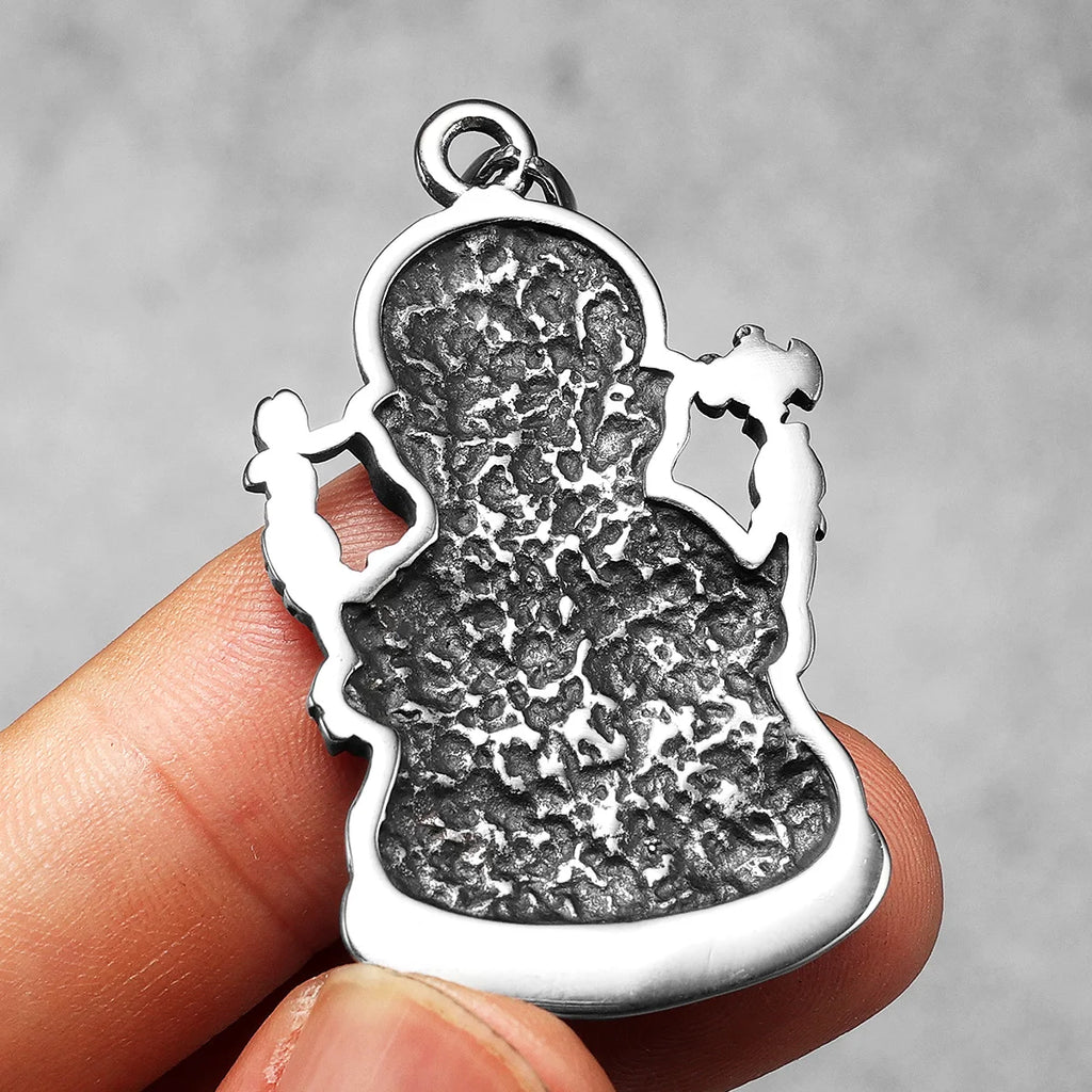 Hindu Ganesha Pendant Necklace Stainless Steel Amulet Punk Rock Vintage