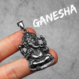 Hindu Ganesha Pendant Necklace Stainless Steel Amulet Punk Rock Vintage