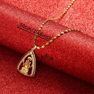 Indian Religious Ganesha Pendant Necklace Cubic Zirconia Elephant Necklace