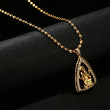 Indian Religious Ganesha Pendant Necklace Cubic Zirconia Elephant Necklace