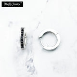 925 Silver Hinged Hoop Earrings Pave Zirconia Europe Style