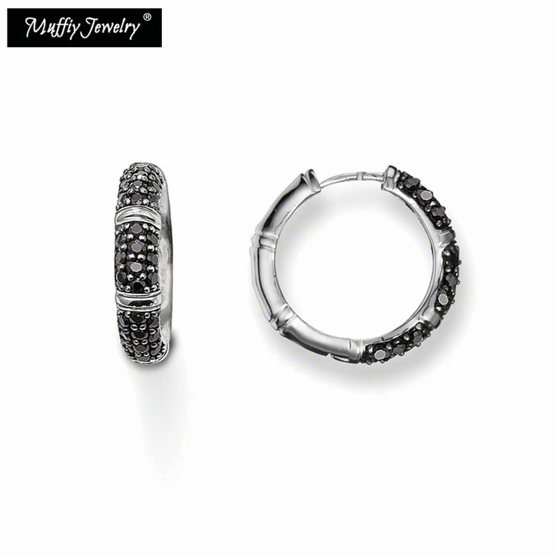 Hinged Hoop Earrings Creole Bamboo 925 Sterling Silver