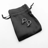 Hinged Hoop Earrings Creole Harp Skull Pave