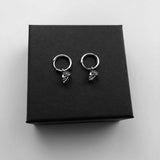 Hinged Hoop Earrings Creole Harp Skull Pave
