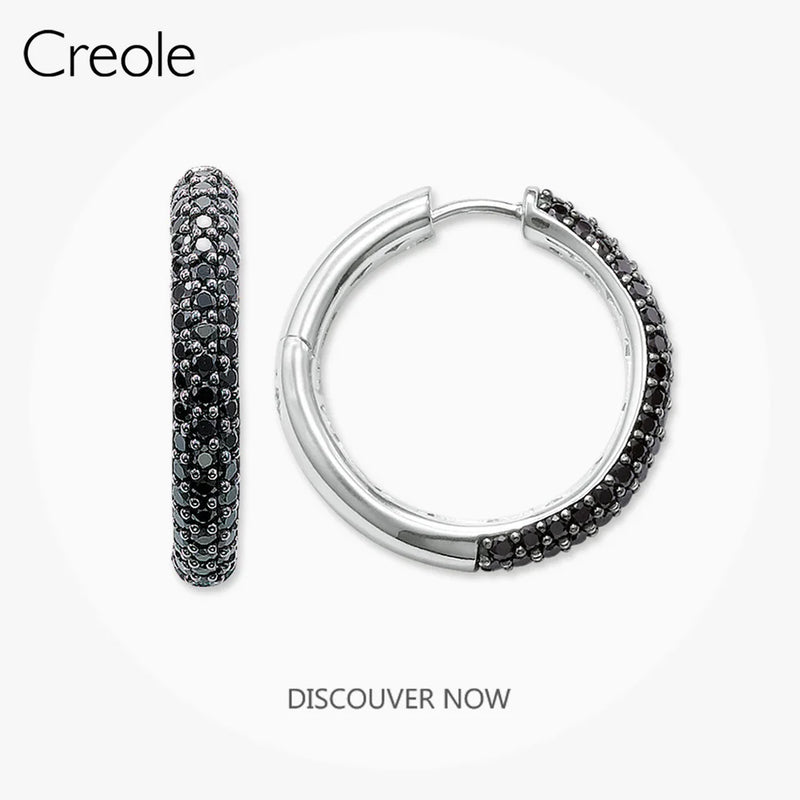 925 Silver CZ Pave Large Round Hoops Earrings