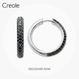925 Silver CZ Pave Large Round Hoops Earrings