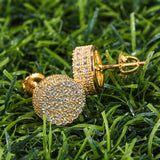 Hip Hop Micro Paved Rhinestone Round Zircon CZ Stud Earring