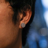 Hip Hop Micro Paved Rhinestone Round Zircon CZ Stud Earring