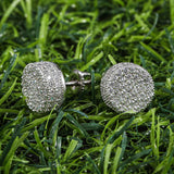 Hip Hop Micro Paved Rhinestone Round Zircon CZ Stud Earring