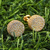 Hip Hop Micro Paved Rhinestone Round Zircon CZ Stud Earring