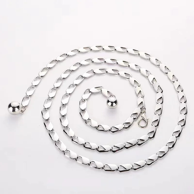 High Waist Silver Belts For Women All-match Party Dress Metal