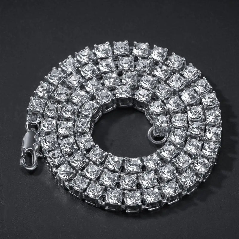 Hip Hop 1 Row Bling Tennis Link Chains Choker Necklace For Men
