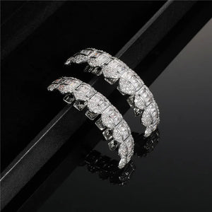 Baguette Stones Iced Out CZ Teeth Grillz Top&Bottom Grills For Men Women