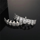 Baguette Stones Iced Out CZ Teeth Grillz Top&Bottom Grills For Men Women