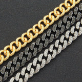 Hip Hop 13MM Rhinestones Prong Iced Cuban Link Chain Bracelet Bling Butterfly
