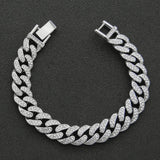 Hip Hop 13MM Rhinestones Prong Iced Cuban Link Chain Bracelet Bling Butterfly