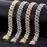 Hip Hop 14MM Prong Cuban Link Chain Necklace & Bracelet