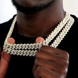 Hip Hop 14MM Prong Cuban Link Chain Necklace & Bracelet