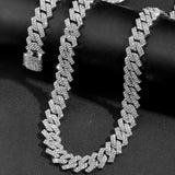 Hip Hop 14MM Prong Cuban Link Chain Necklace & Bracelet
