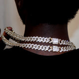 Hip Hop 14MM Prong Cuban Link Chain Necklace & Bracelet