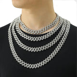 Hip Hop 15mm Iced Out Men's Necklace Bracelet Watch Rhinestone Zircon Paved