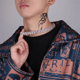 Hip Hop 15mm Iced Out Men's Necklace Bracelet Watch Rhinestone Zircon Paved