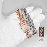 Hip Hop 16.5MM 2Row Thorns Cuban Link Chain Bling Necklace Bracelet