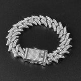 Hip Hop 16.5MM 2Row Thorns Cuban Link Chain Bling Necklace Bracelet