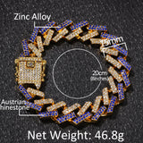 Hip Hop 16mm Flash Bling Ice Crystal Cuban Chain Men's Necklace