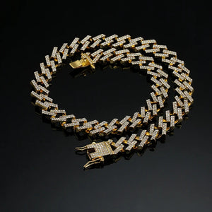 Hip Hop 16mm Flash Bling Ice Crystal Cuban Chain Men's Necklace
