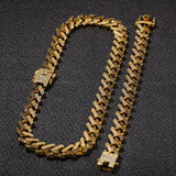 Hip Hop 16mm Flash Bling Ice Crystal Cuban Chain Men's Necklace