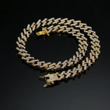Hip Hop 16mm Flash Bling Ice Crystal Cuban Chain Men's Necklace