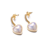 Hip Hop 1 Pair Stainless Steel Pearl Love Earrings 18K Plated Jewelry