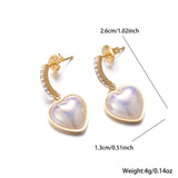 Hip Hop 1 Pair Stainless Steel Pearl Love Earrings 18K Plated Jewelry