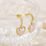 Hip Hop 1 Pair Stainless Steel Pearl Love Earrings 18K Plated Jewelry
