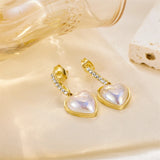 Hip Hop 1 Pair Stainless Steel Pearl Love Earrings 18K Plated Jewelry