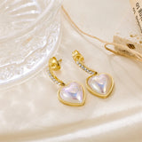 Hip Hop 1 Pair Stainless Steel Pearl Love Earrings 18K Plated Jewelry