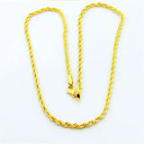Hip Hop 24K Twisted Rope Necklace for Men & Women Wedding